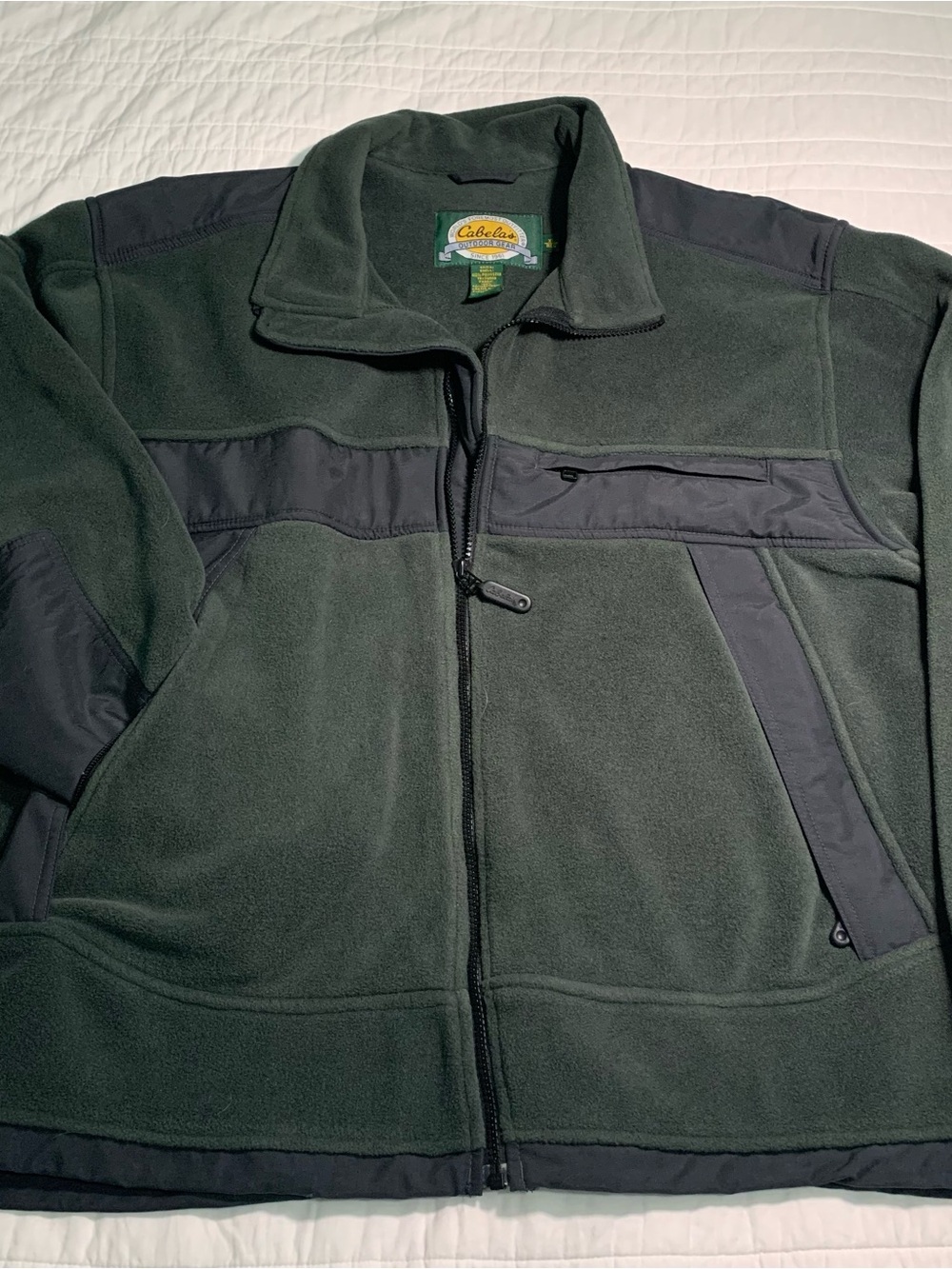 Cabela's Men's Green and Black Lightweight Fleece Zip Jacket XL